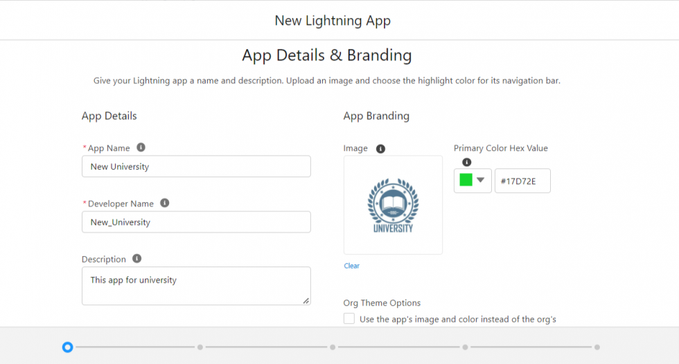 Create App in Lightning Experience
