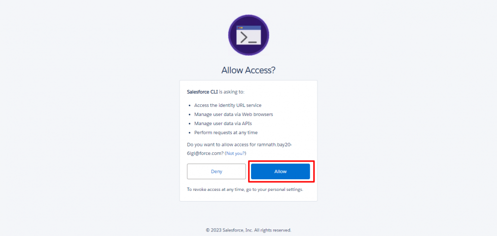 Authorize Dev Hub