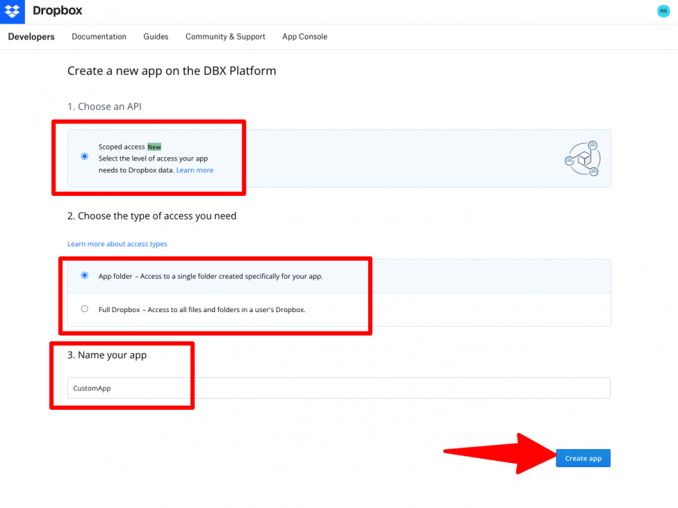 permissions in dropbox app