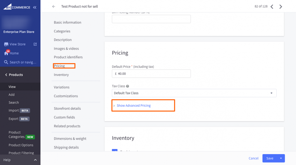 Wie fügt man in BigCommerce Staffelpreise hinzu