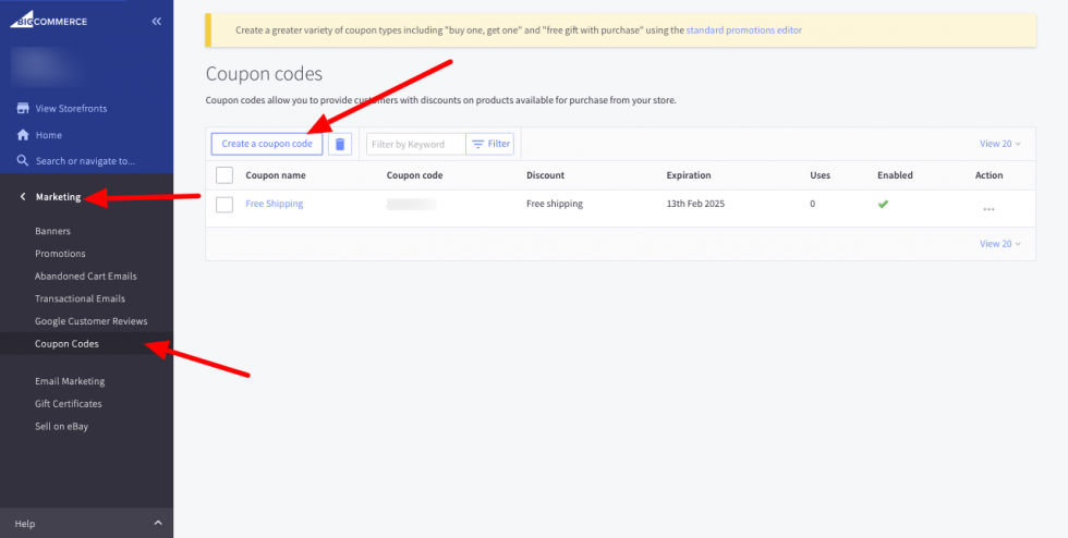 Wie erstellt man Coupon-Codes in BigCommerce