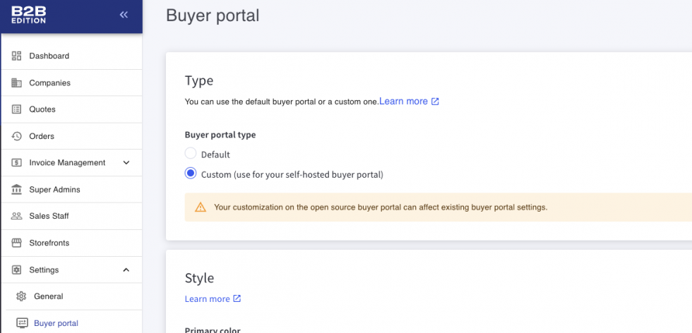 Self hosted B2B Buyer Portal